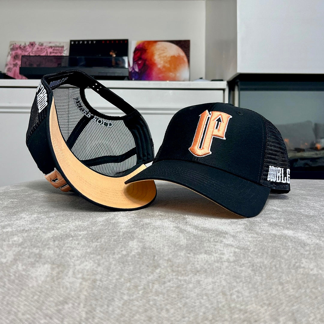 Double Up Black Streetwear Trucker Cap