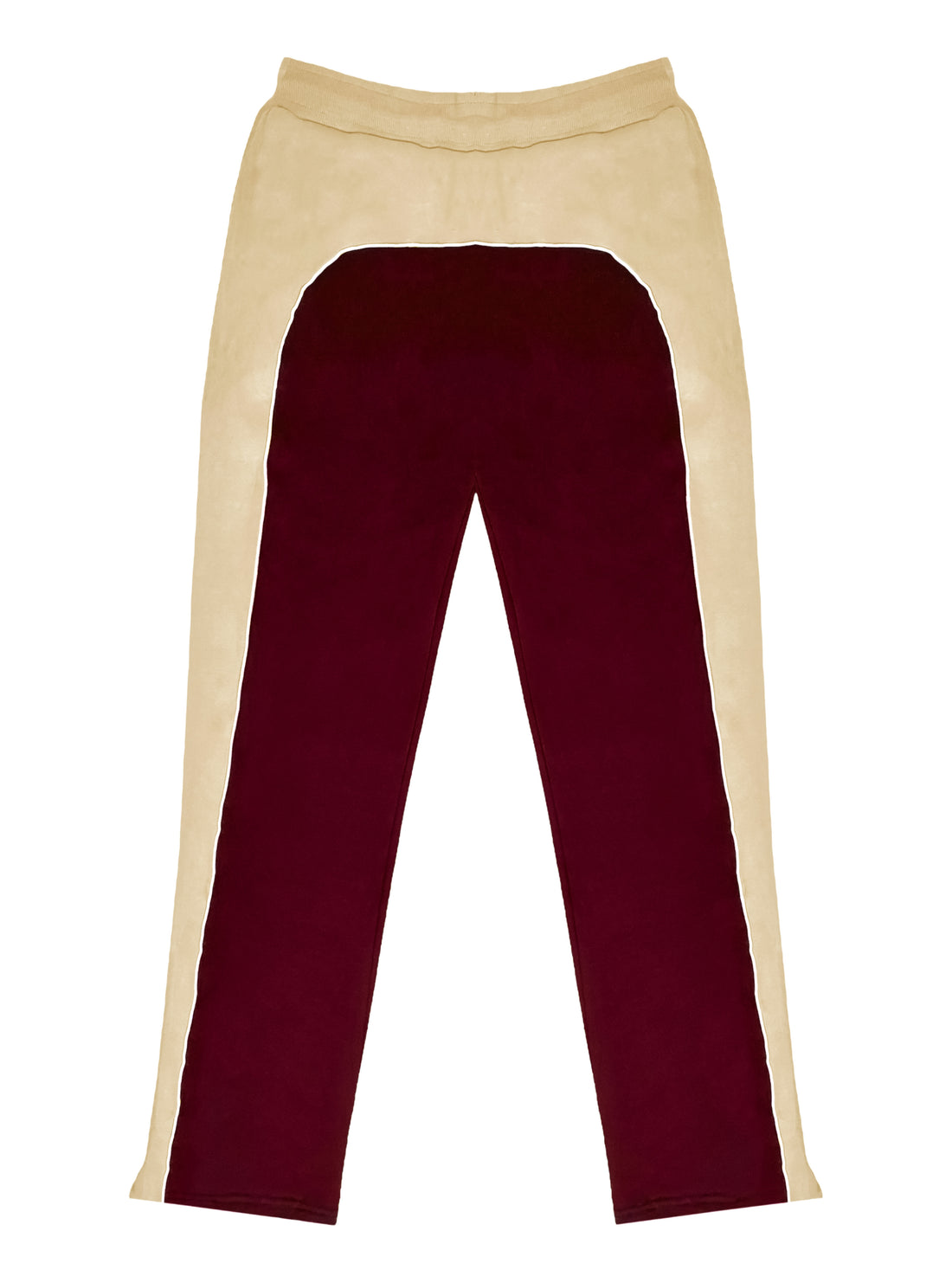 Back of Cream and Burgundy Heavyweight Joggers