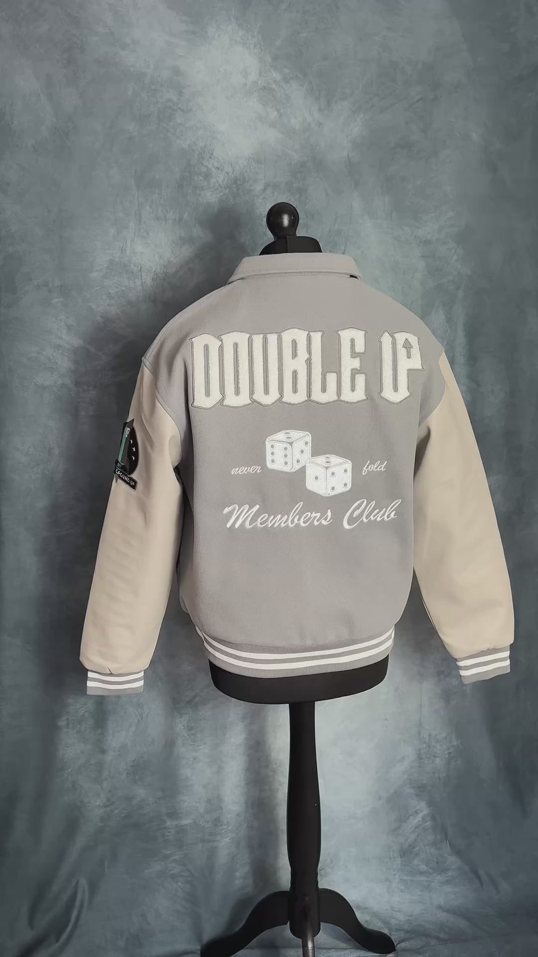 Double Up Grey Varsity Jacket – Pearl Lining