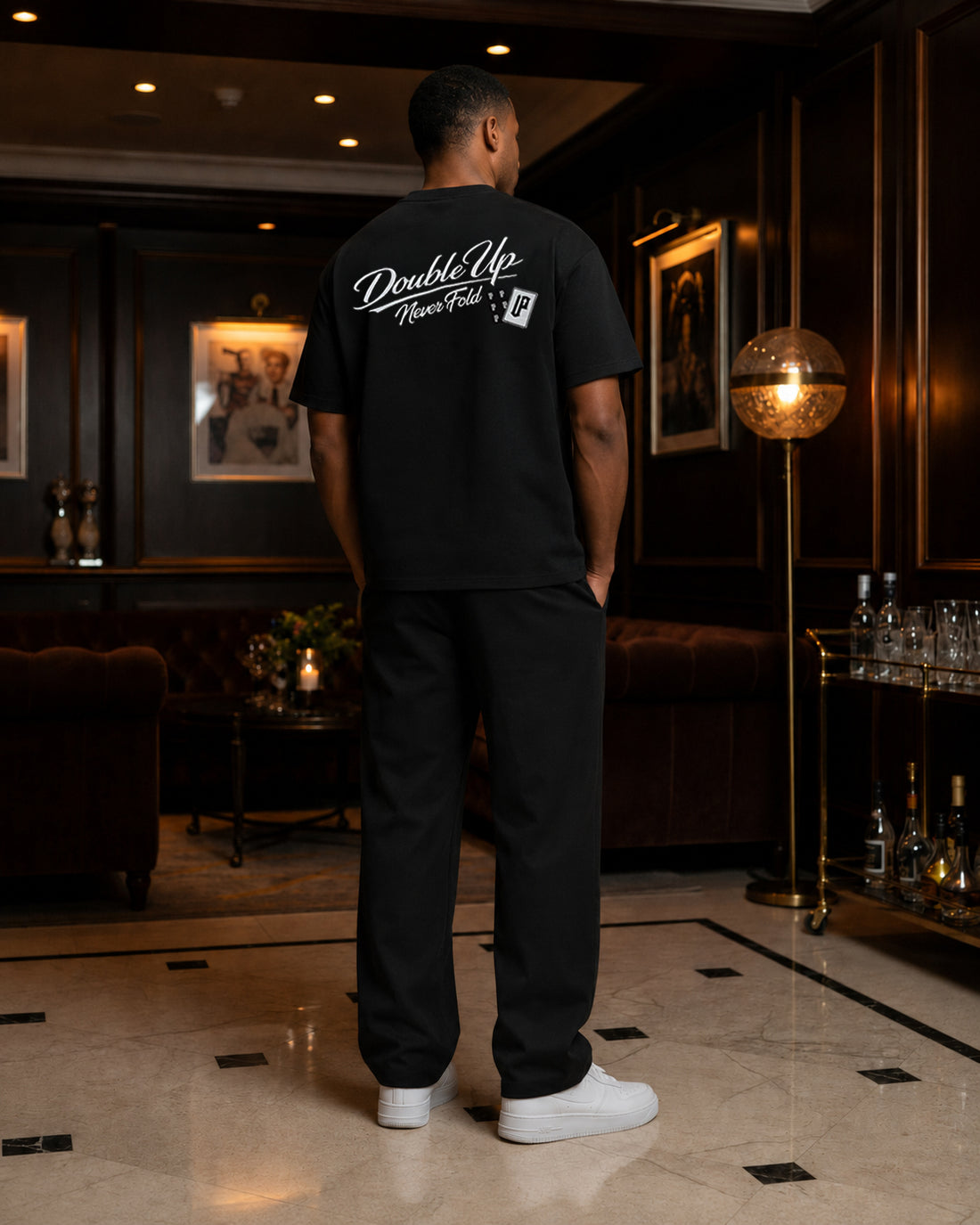 Never Fold Cards Embroidered Tee – Black