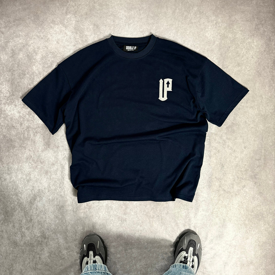 God Protect Me Boxy Navy Tee | Heavyweight Chain Stitch