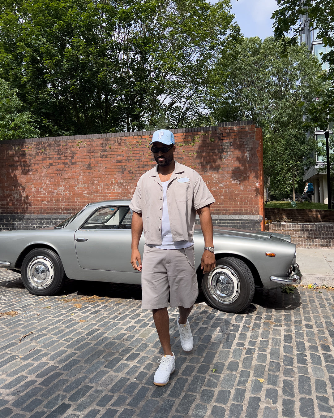 Pearl Grey Twill Shorts