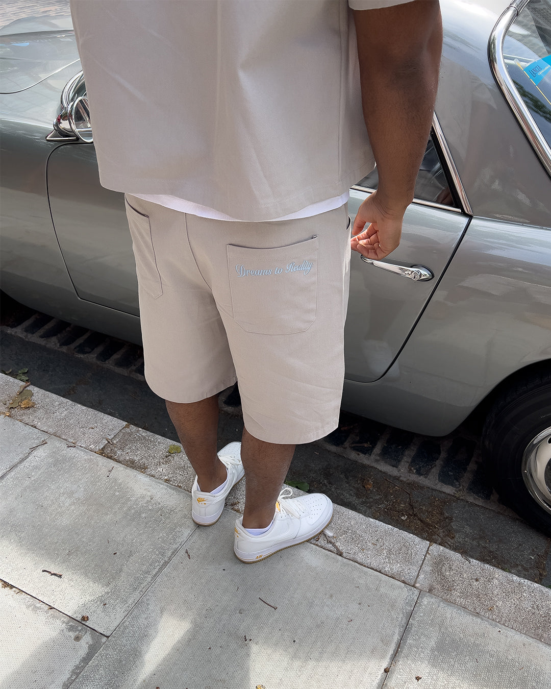 Pearl Grey Twill Shorts