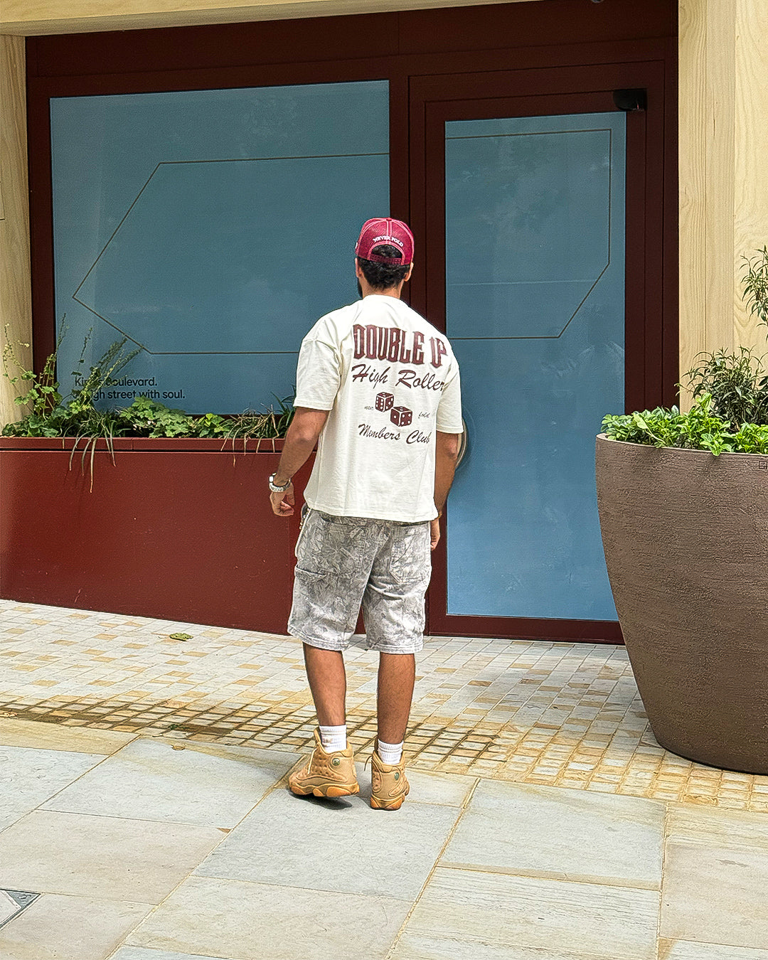 High Roller Members Club T-Shirt - Cream/Burgundy