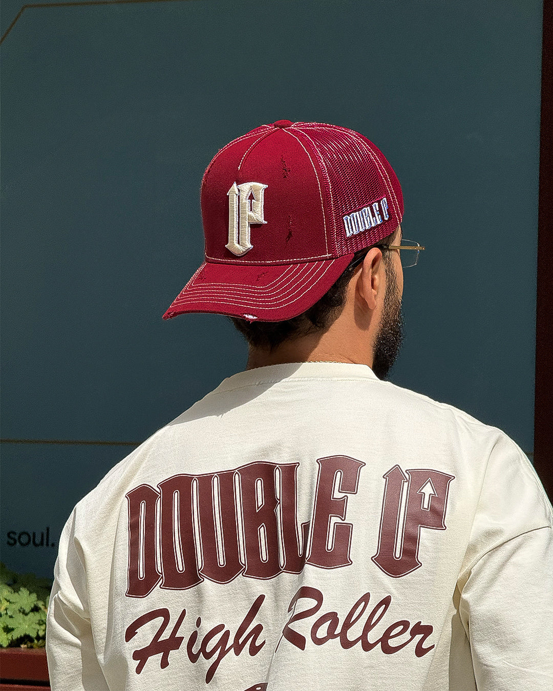 Burgundy Distressed Trucker Cap