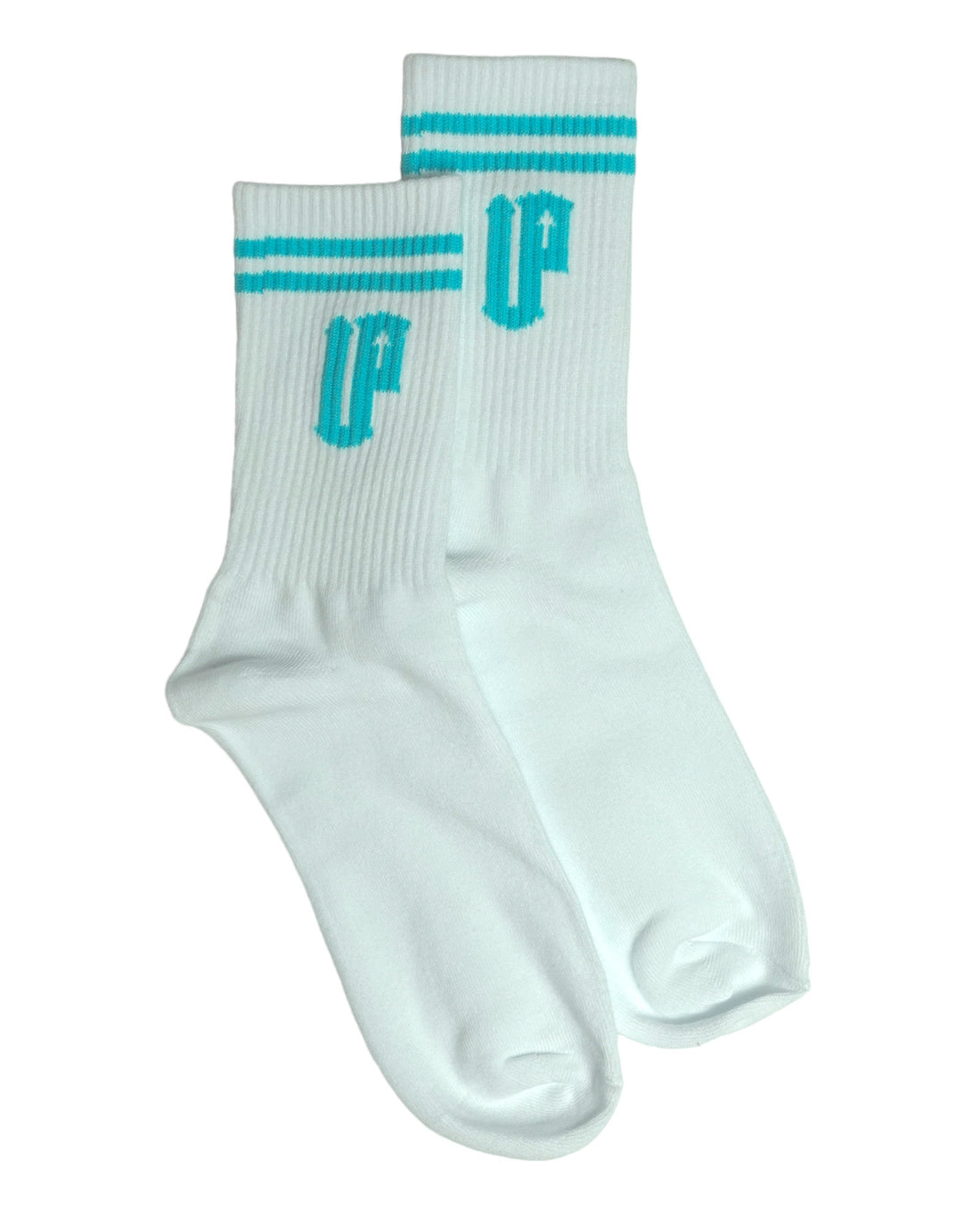 Double Up Socks - White/Aquamarine Blue